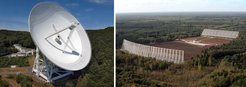 Abb. 1: Radioteleskope, die vom MPIfR für Tests der ART verwendet werden: das 100-m-Radioteleskop in Effelsberg